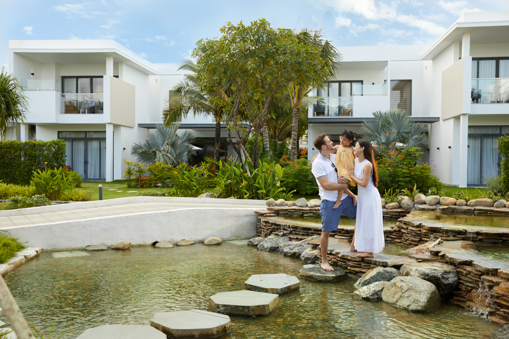 A family check in at Serenity Stream Walk